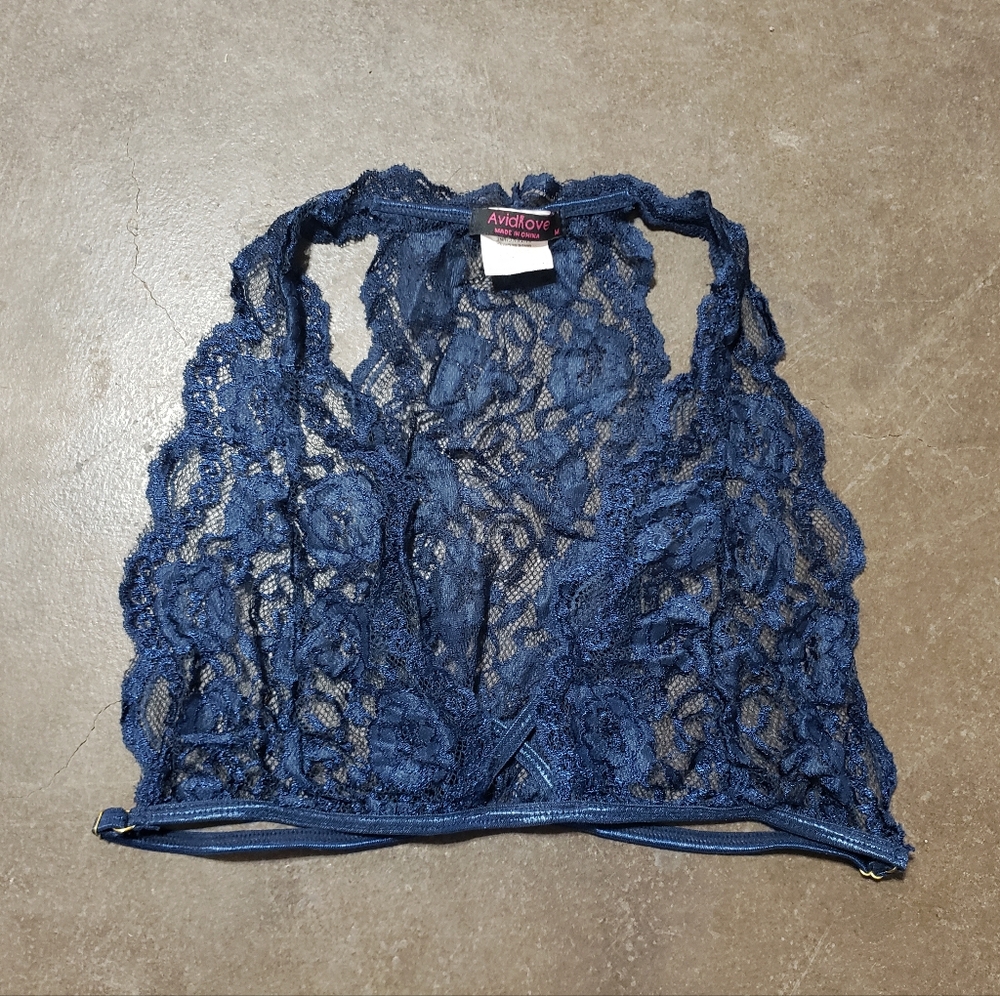 Navy | AVID LOVE | Lace Detailed Bralette
